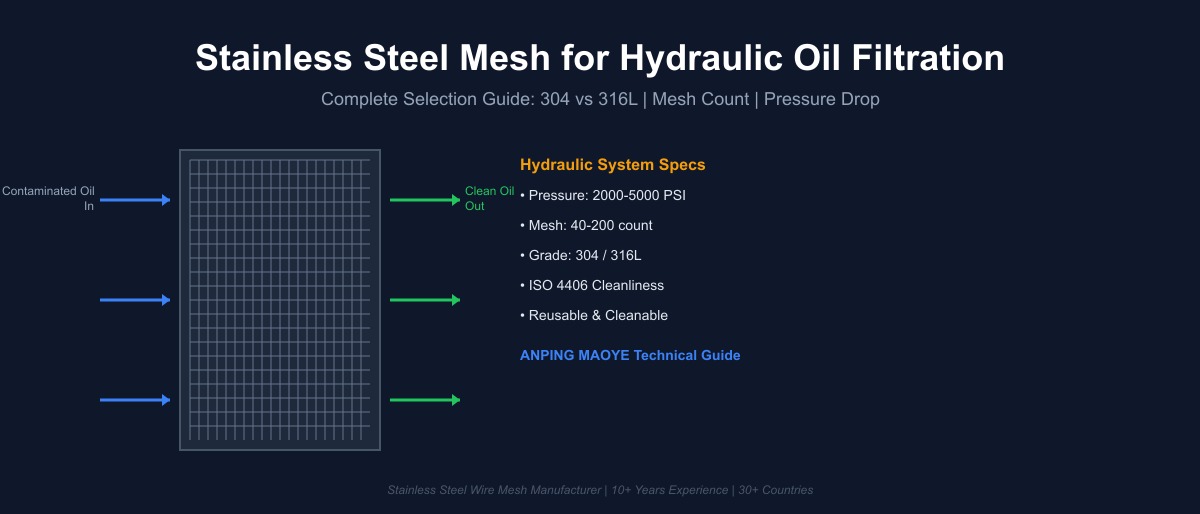 How to Choose Stainless Steel Filter Mesh for Hydraulic Oil Filtration: 304 vs 316L Grade and Mesh Count Selection Guide